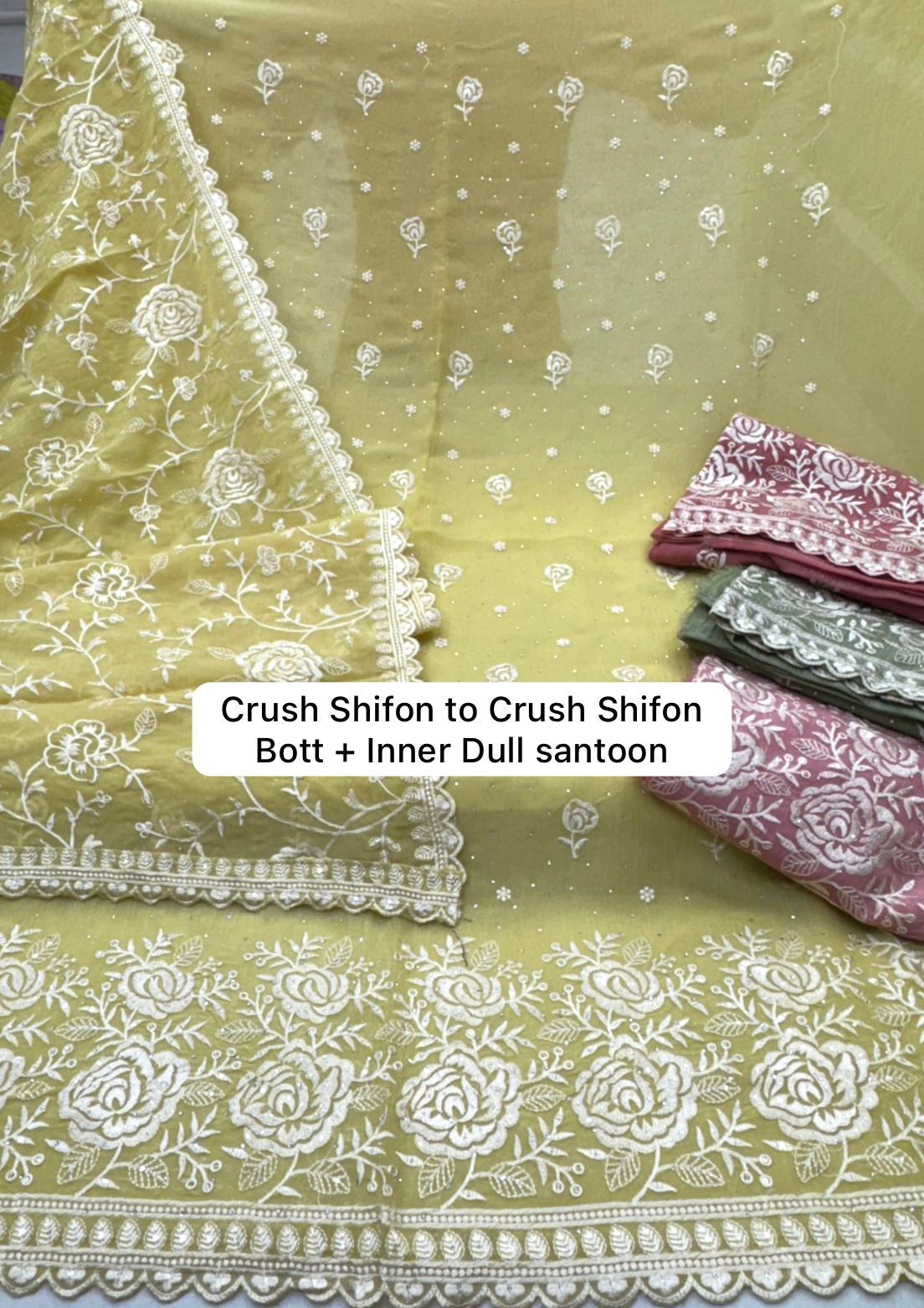 Astonishing yellow shifon women's unstitched Salwar suits dress material (free size)