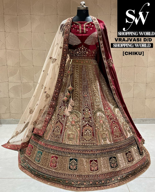 Fabulosa lehenga nupcial dorada chiku