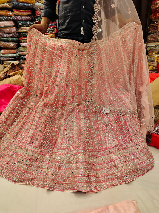 Astonishing pink peach Lehenga