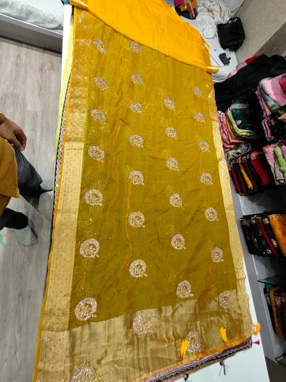 Yellow haldi mehendi saree