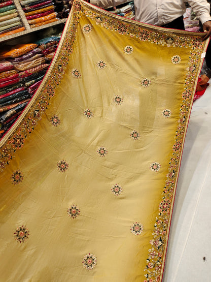 Mustard yellow saree