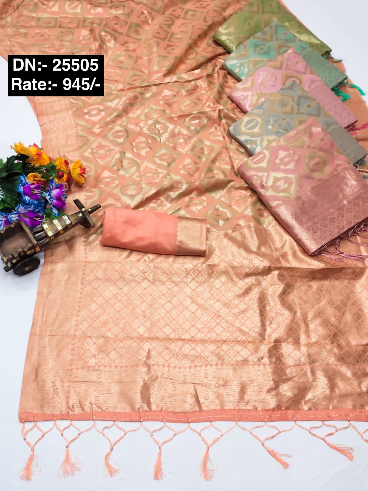 Good looking peach unstitched Salwar suits dress material (free size)