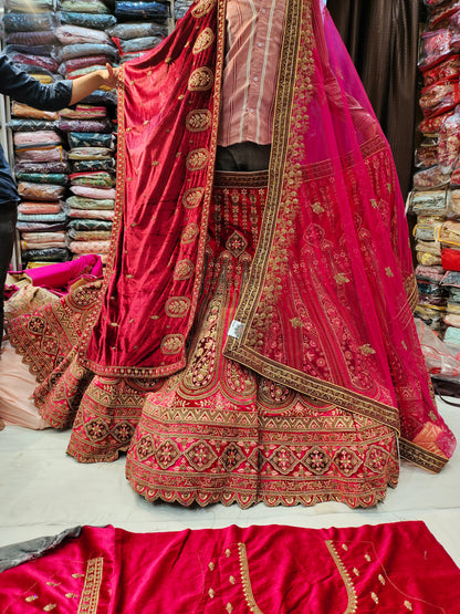 Gajab Red Lehenga double dupatta