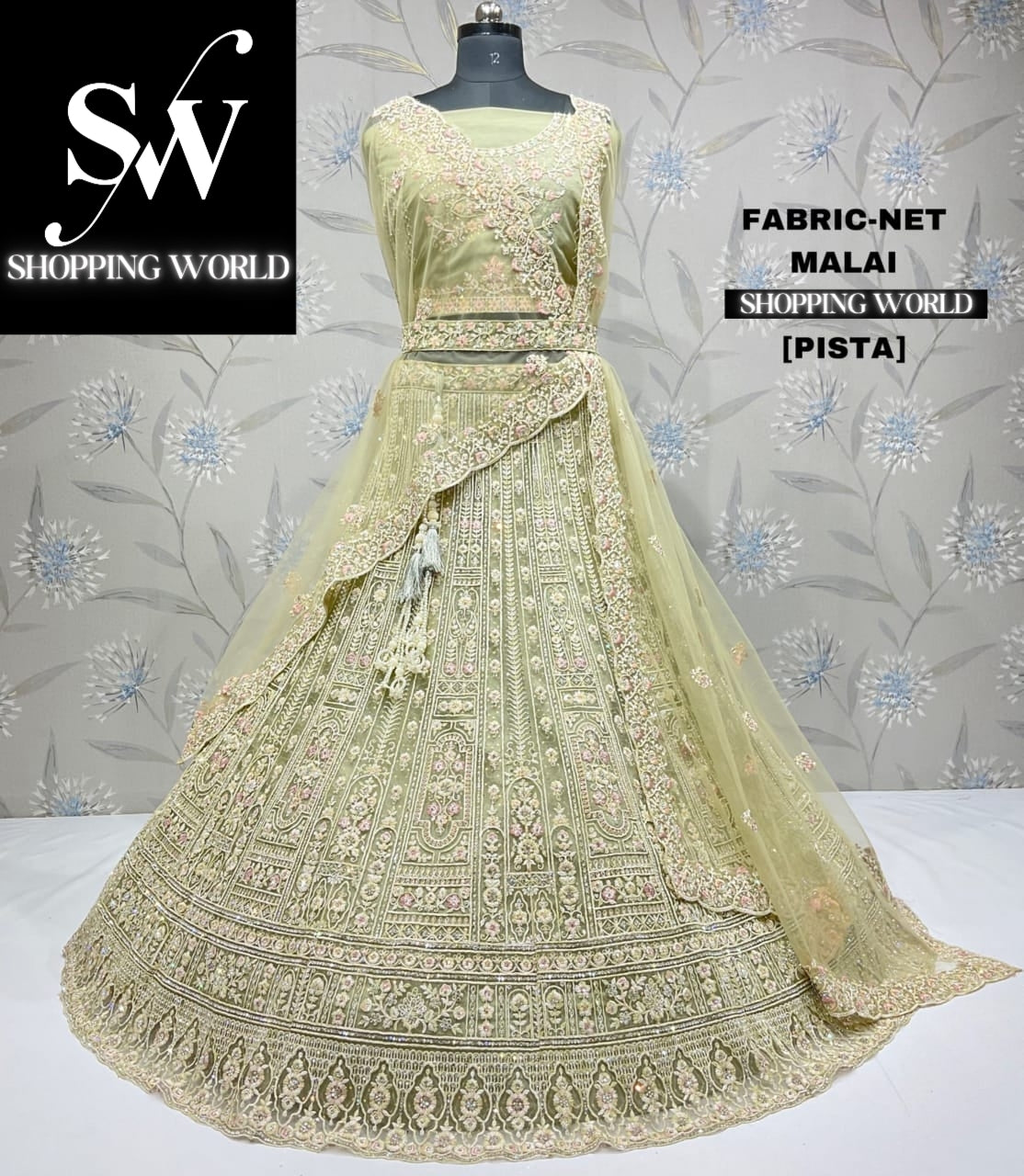 Attractive pista green lehenga