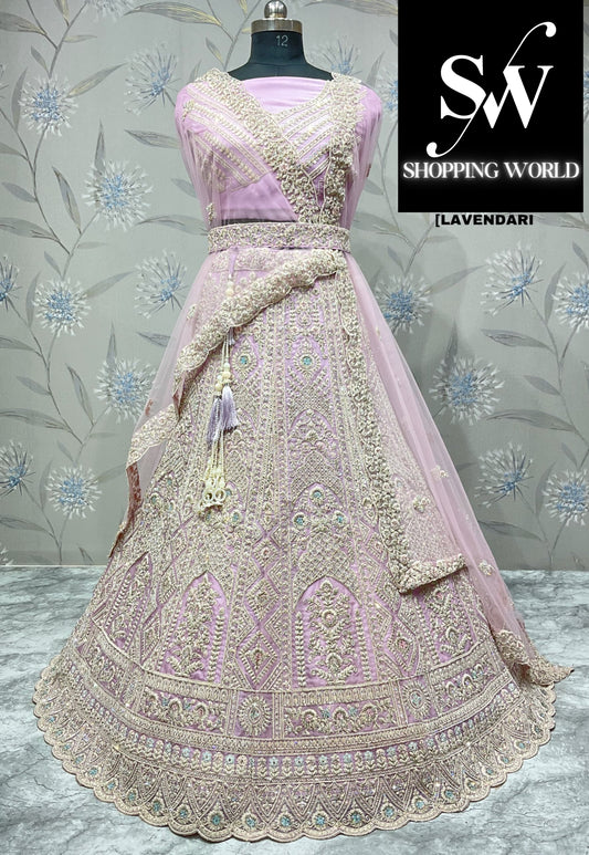 Lehenga de diseño en color rosa lavanda