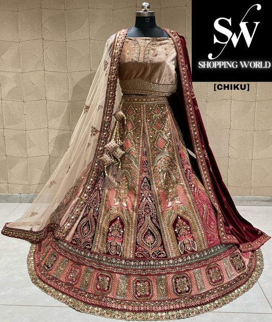 Fantastic chiku double duptta bridal lehenga