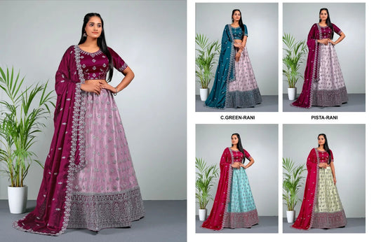 Algo diferente Lehenga rosa