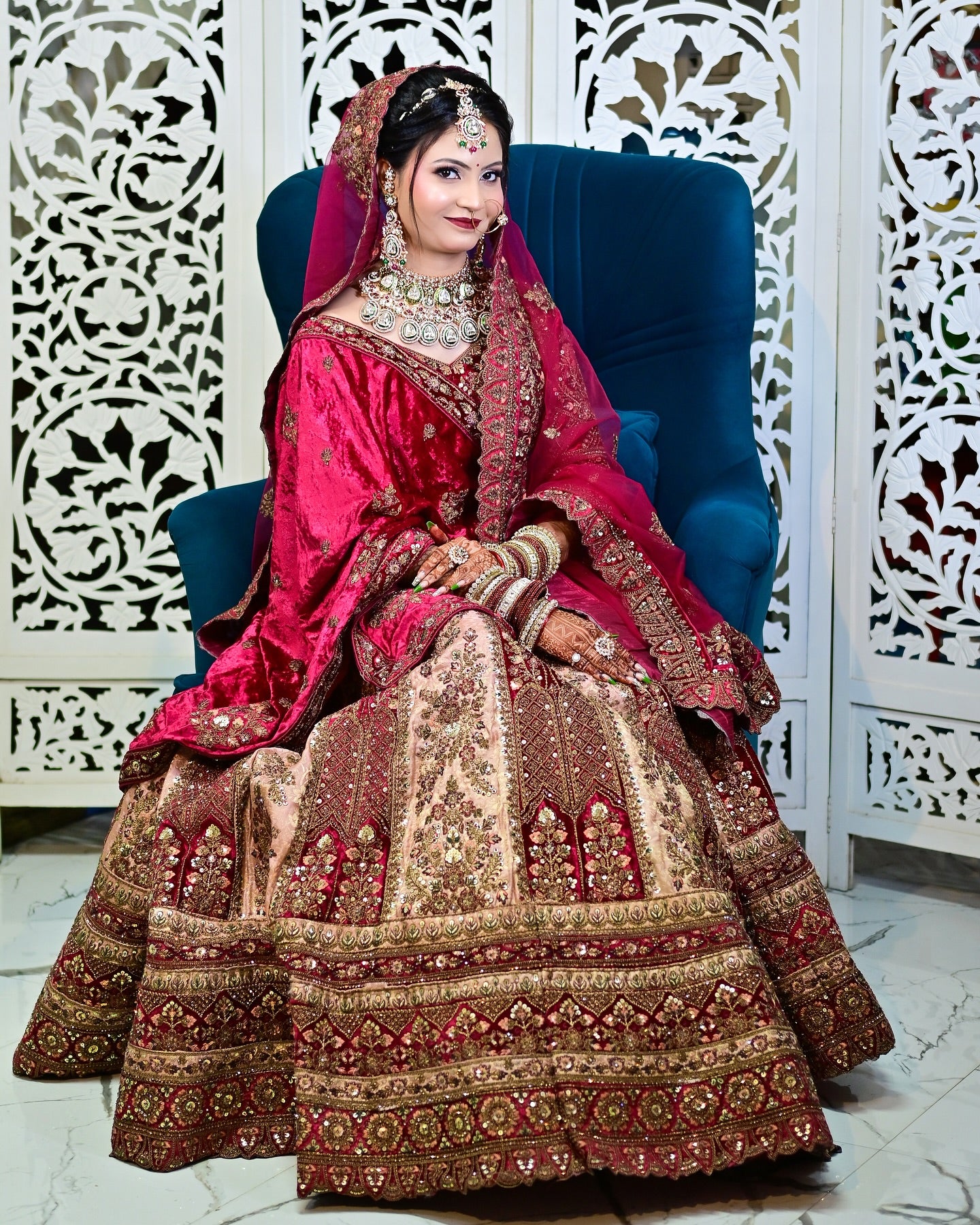 Glamorous dark pink maroon heavy bridal lehenga ( happy customer)