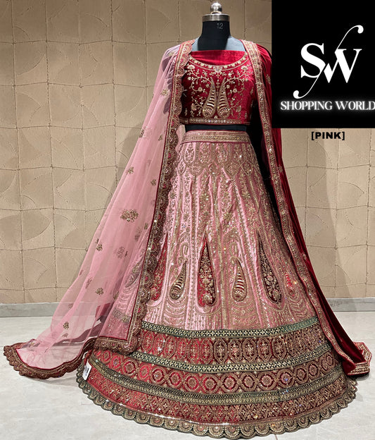 Pleasing pink double duptta bridal lehenga