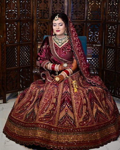 Fabulous royal marwari maroon bridal lehenga ( happy customer)