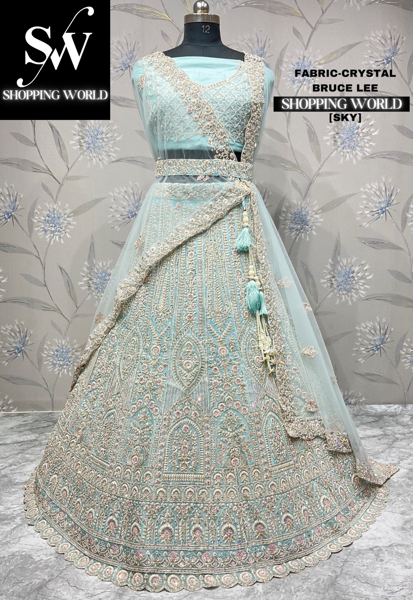 Fair sky blue lehenga