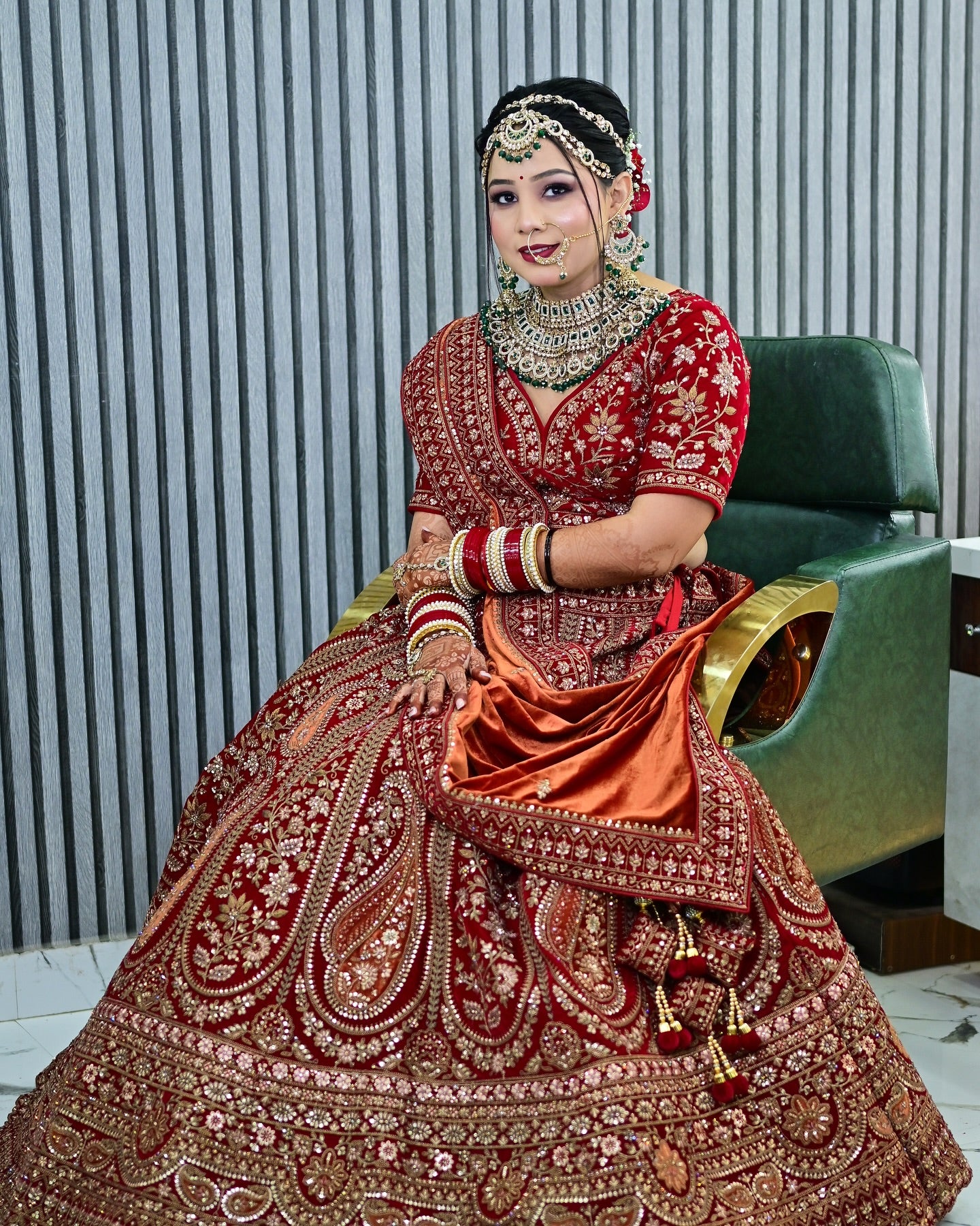 Eye catching maroon Handwork bridal lehenga ( happy customer)