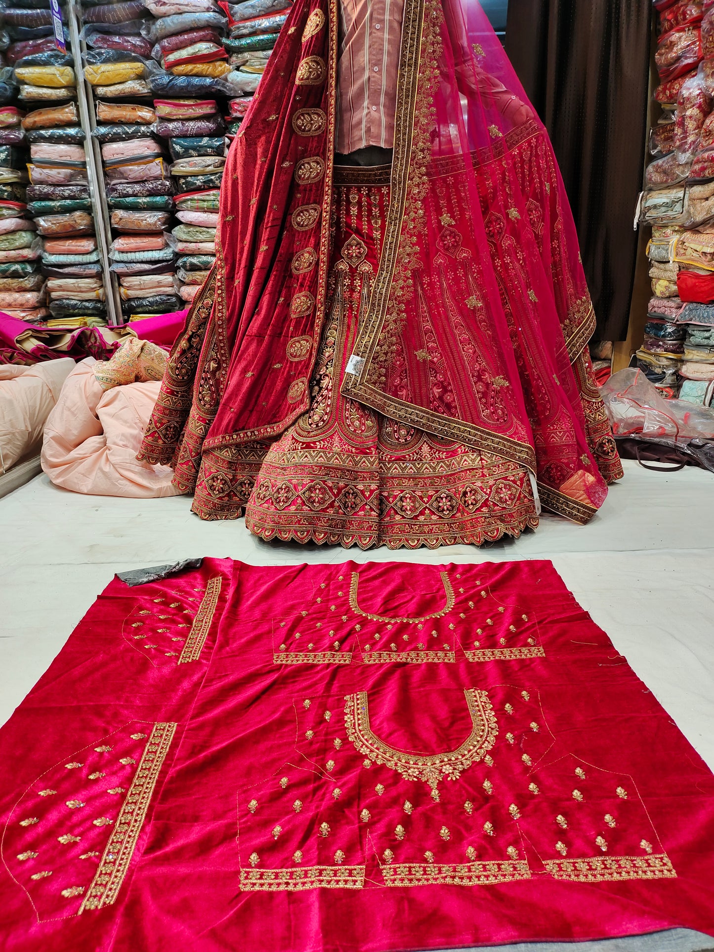 Gajab Red Lehenga double dupatta