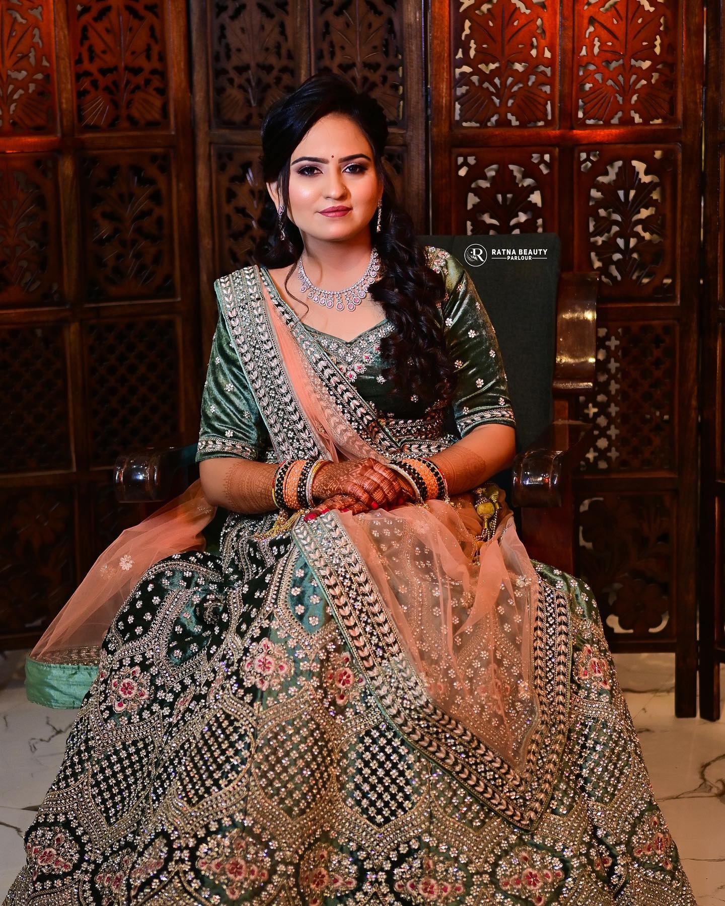 Fantastic rama green bridal lehenga ( happy customer)