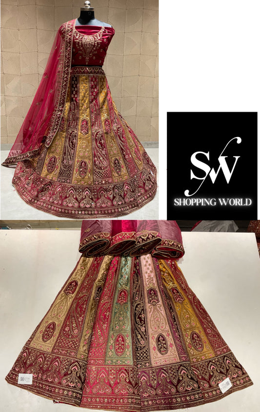 Fantastic maroon double duptta bridal lehenga