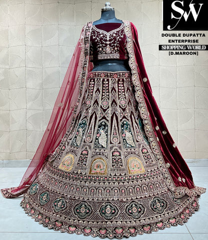 Pretty double dupatta bridal Lehenga