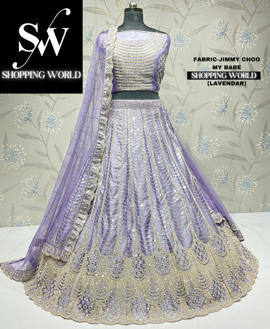 Lehenga de color morado lavanda deslumbrante