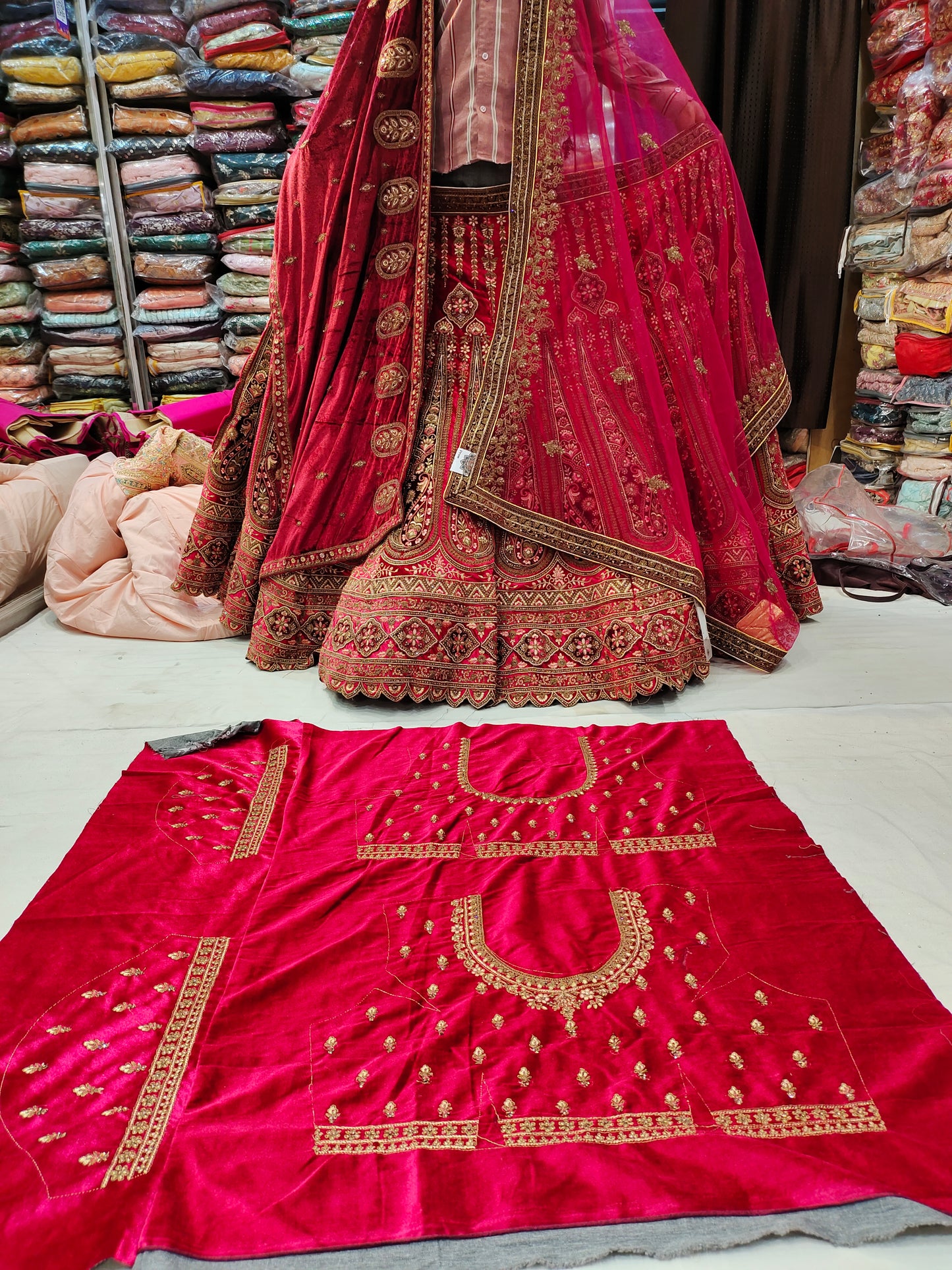 Gajab Red Lehenga double dupatta