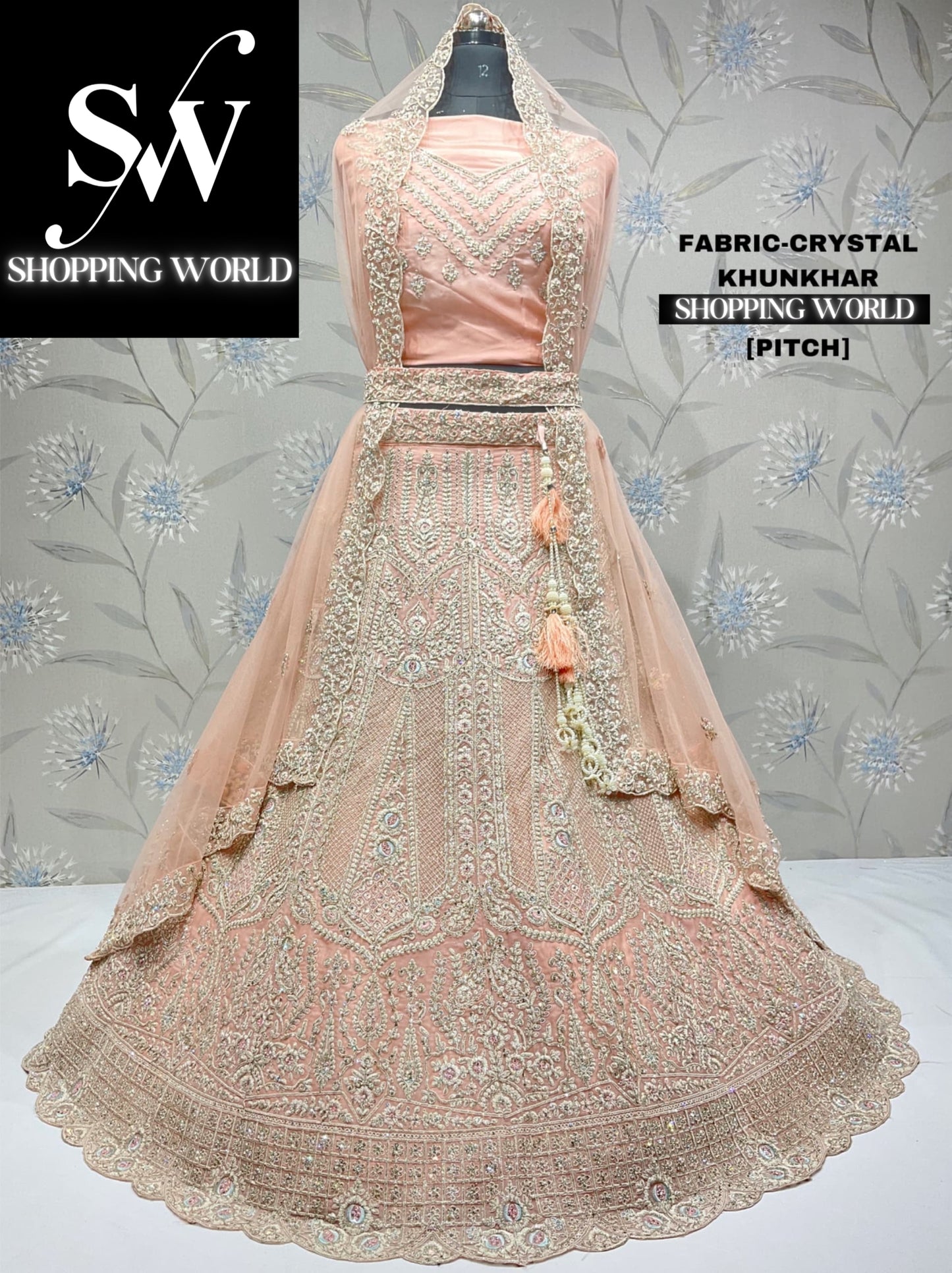 Attractive orange peach lehenga