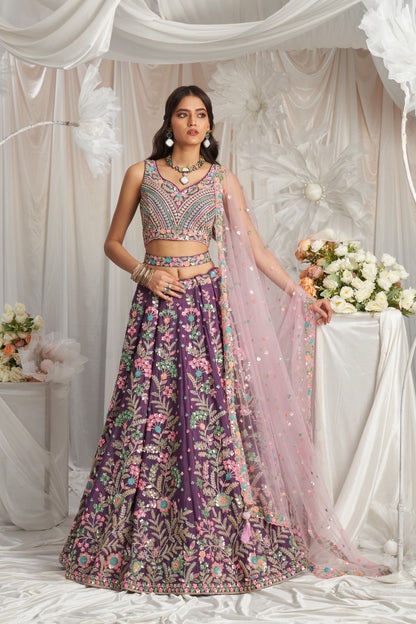 Fair purple floral Lehenga