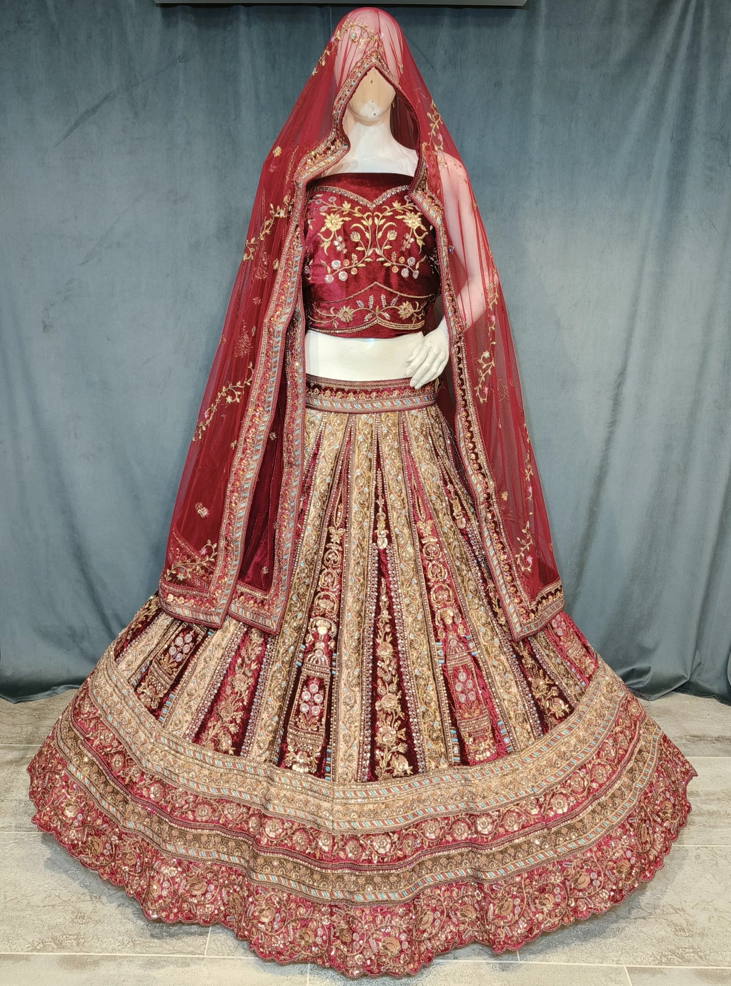 Tremendous maroon bridal lehenga