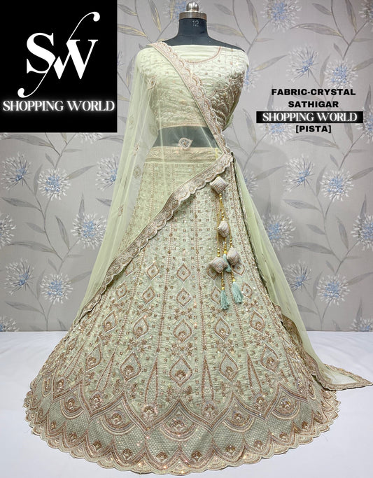 Impresionante lehenga verde pistacho