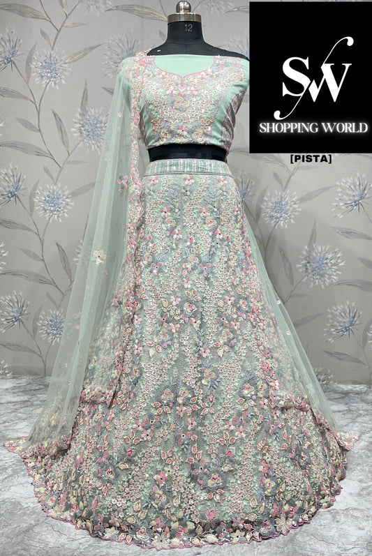 Fair pista green lehenga