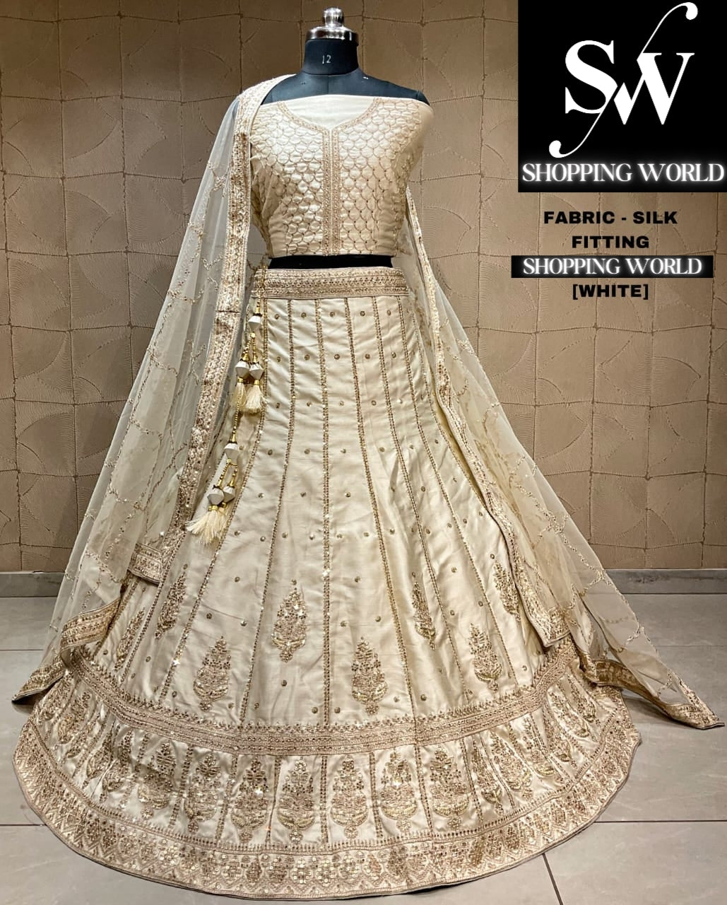 Attractive golden white lehenga