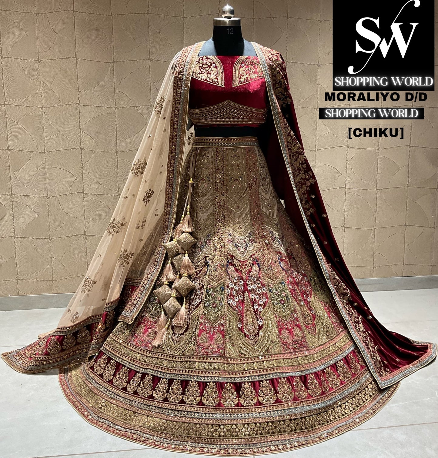 Charming light golden chiku bridal lehenga