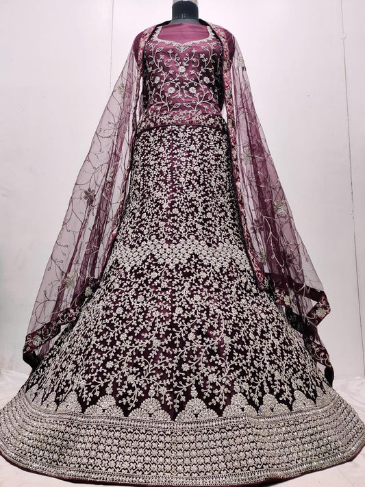 Eye catching wine maroon Lehenga