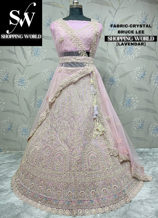 Fantástica lehenga de color rosa lavanda