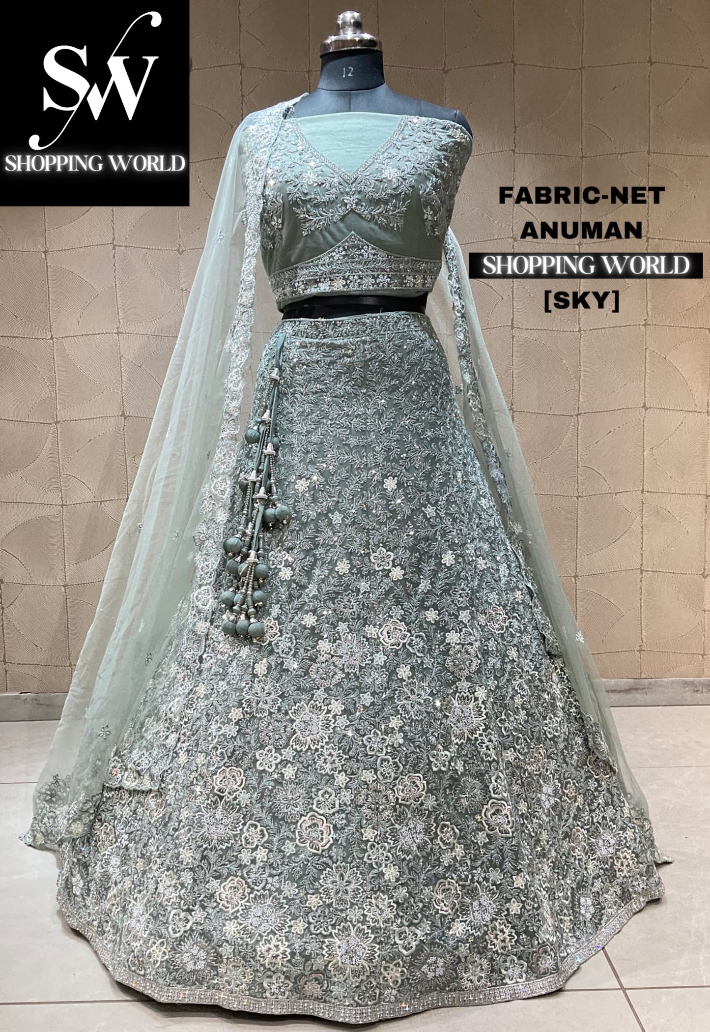 Something different green sky blue lehenga