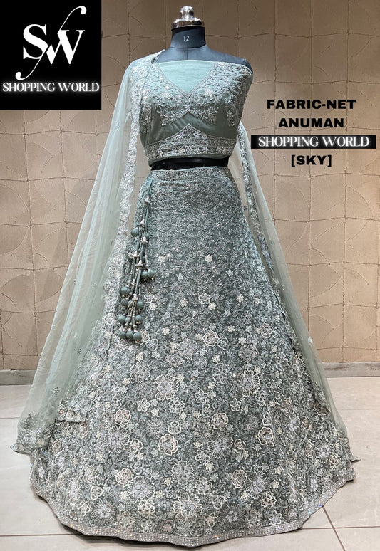 Something different green sky blue lehenga