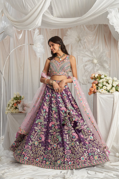 Fair purple floral Lehenga