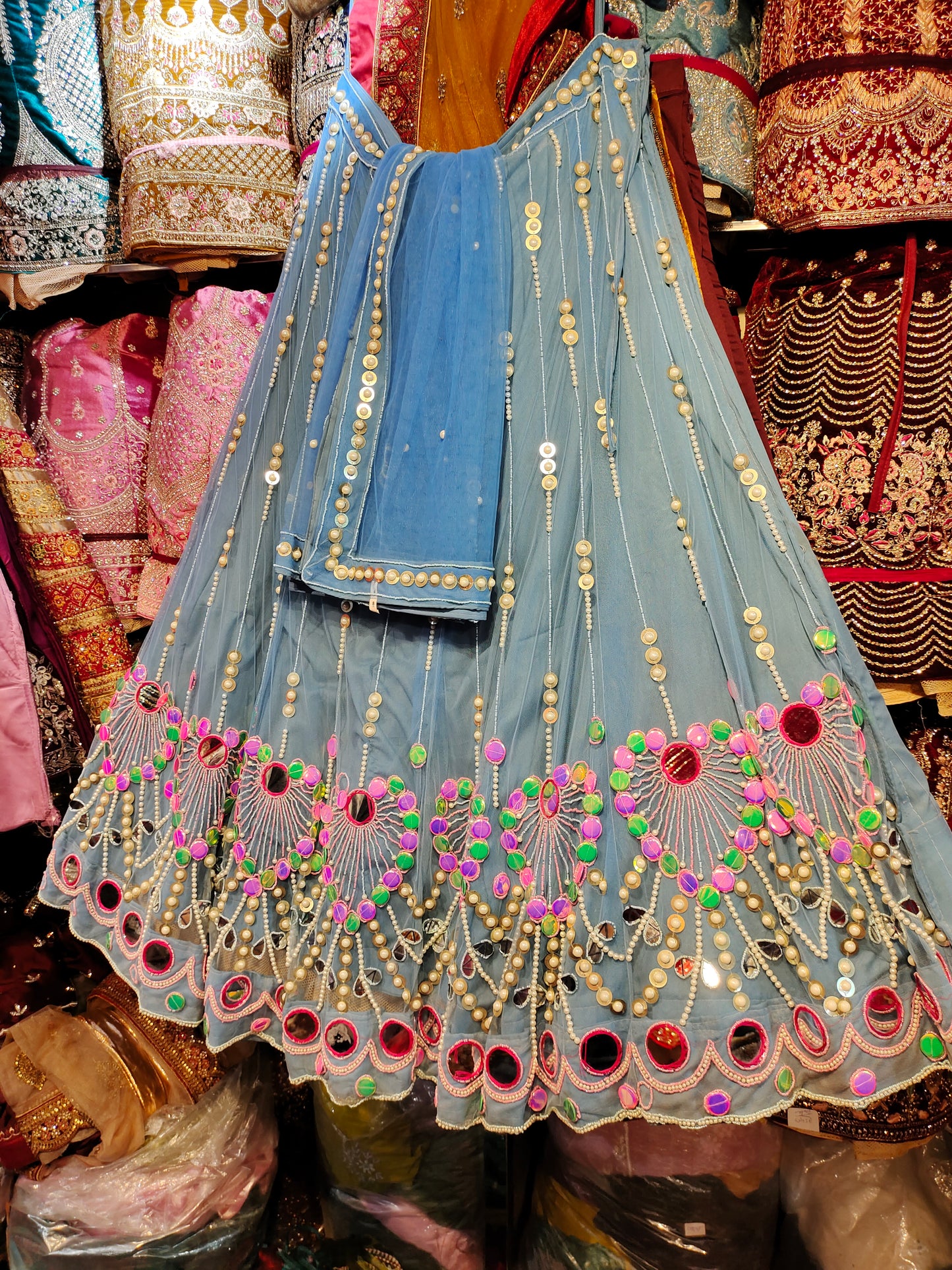 Elegant blue pdp pearl lehenga