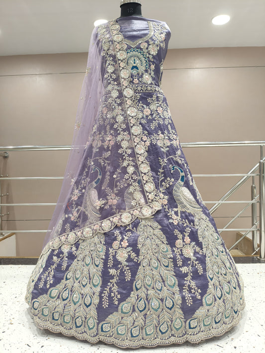 Eye catching lavender peacock  lehenga