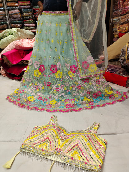 Stylish sky blue Lehenga