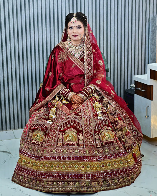 Attractive maroon doli barat bridal lehenga ( happy customer)