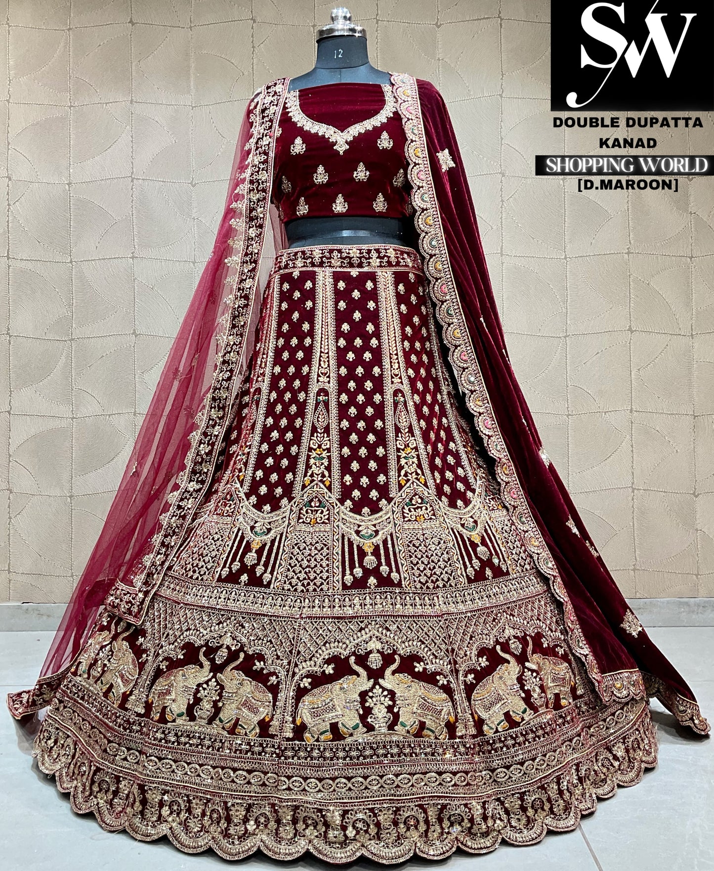 Awesome gajraj double dupatta bridal Lehenga