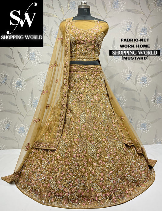 Lehenga color mostaza oscura lujosa