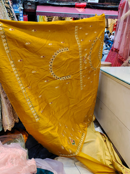 Mustard yellow saree