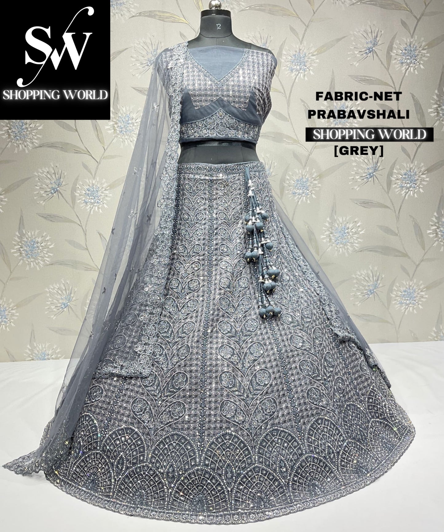 Something different grey black lehenga