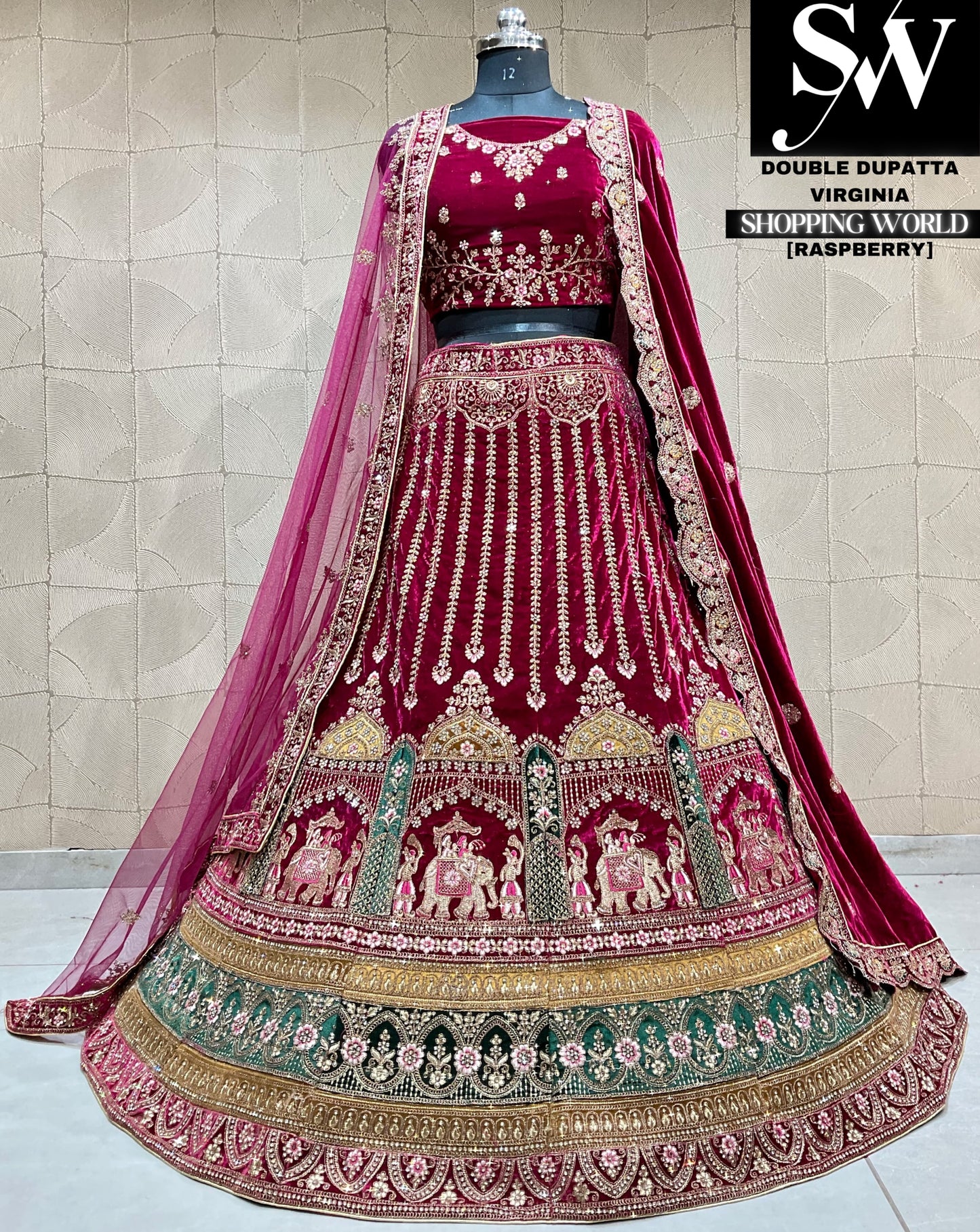 Increíble doli barat doble dupatta nupcial Lehenga