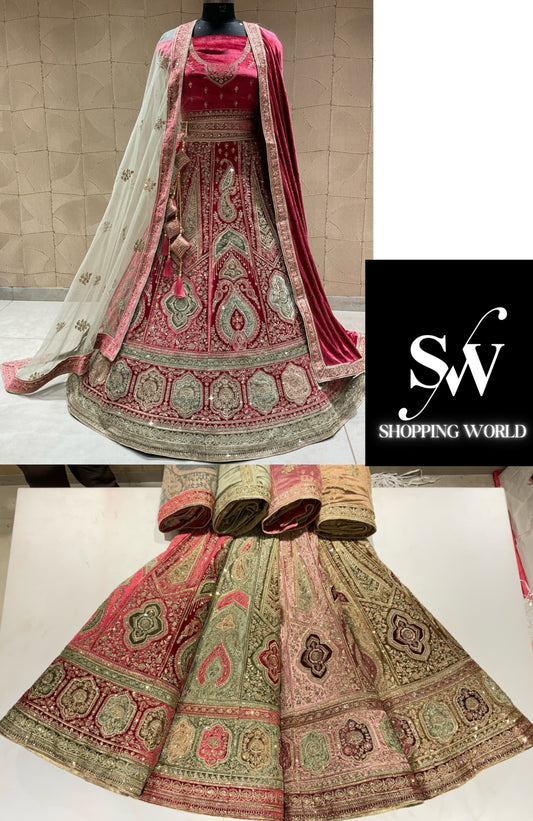 Elegant maroon double duptta bridal lehenga