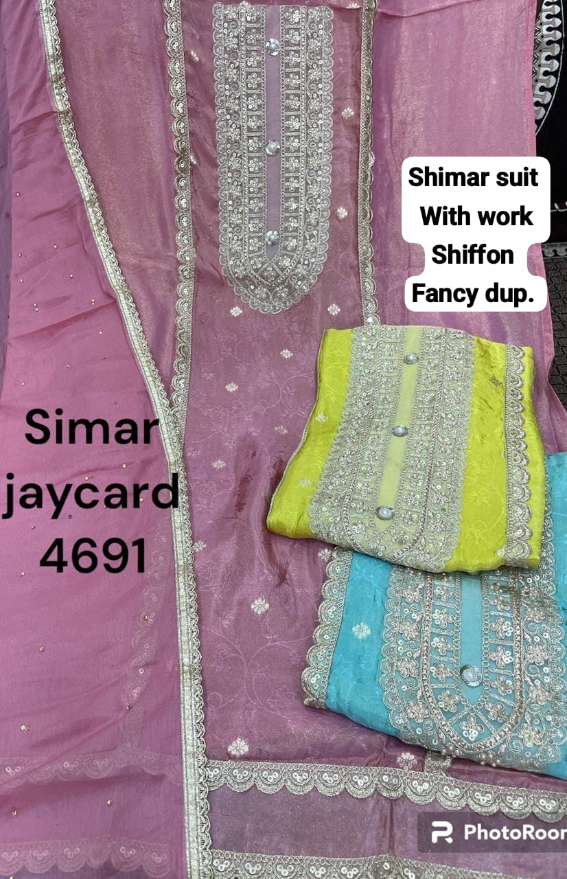 Amazing pink shimar unstitched Salwar suits dress material (free size)