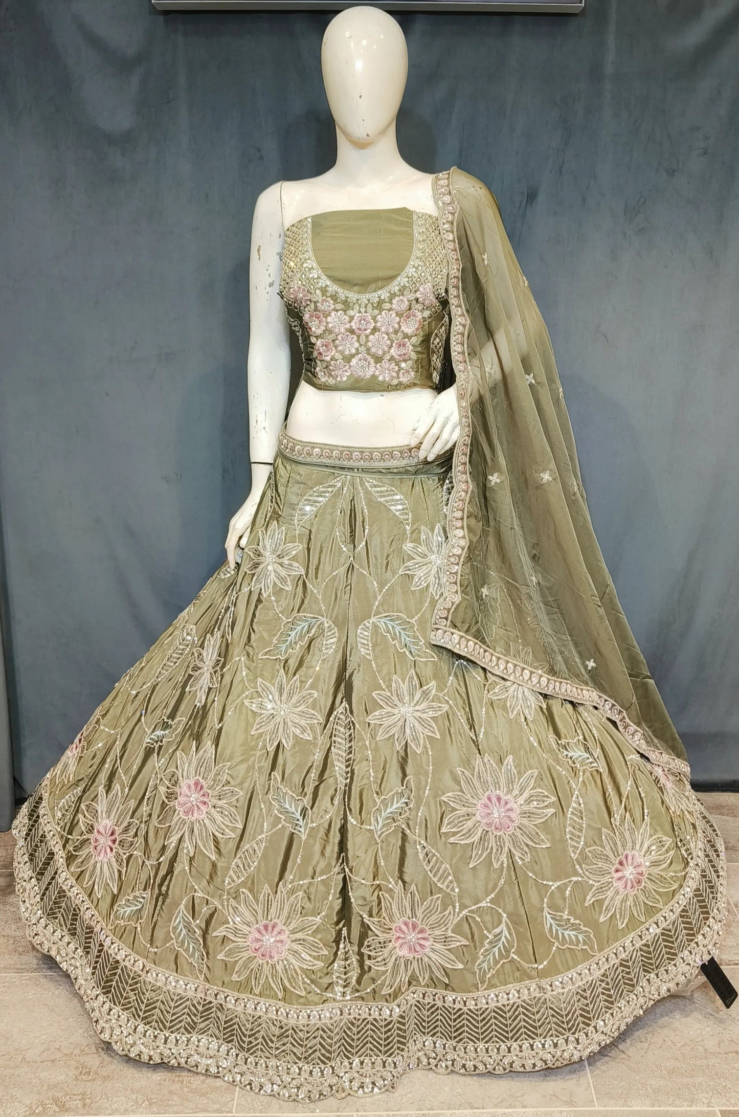 Glamorous pista green lehenga