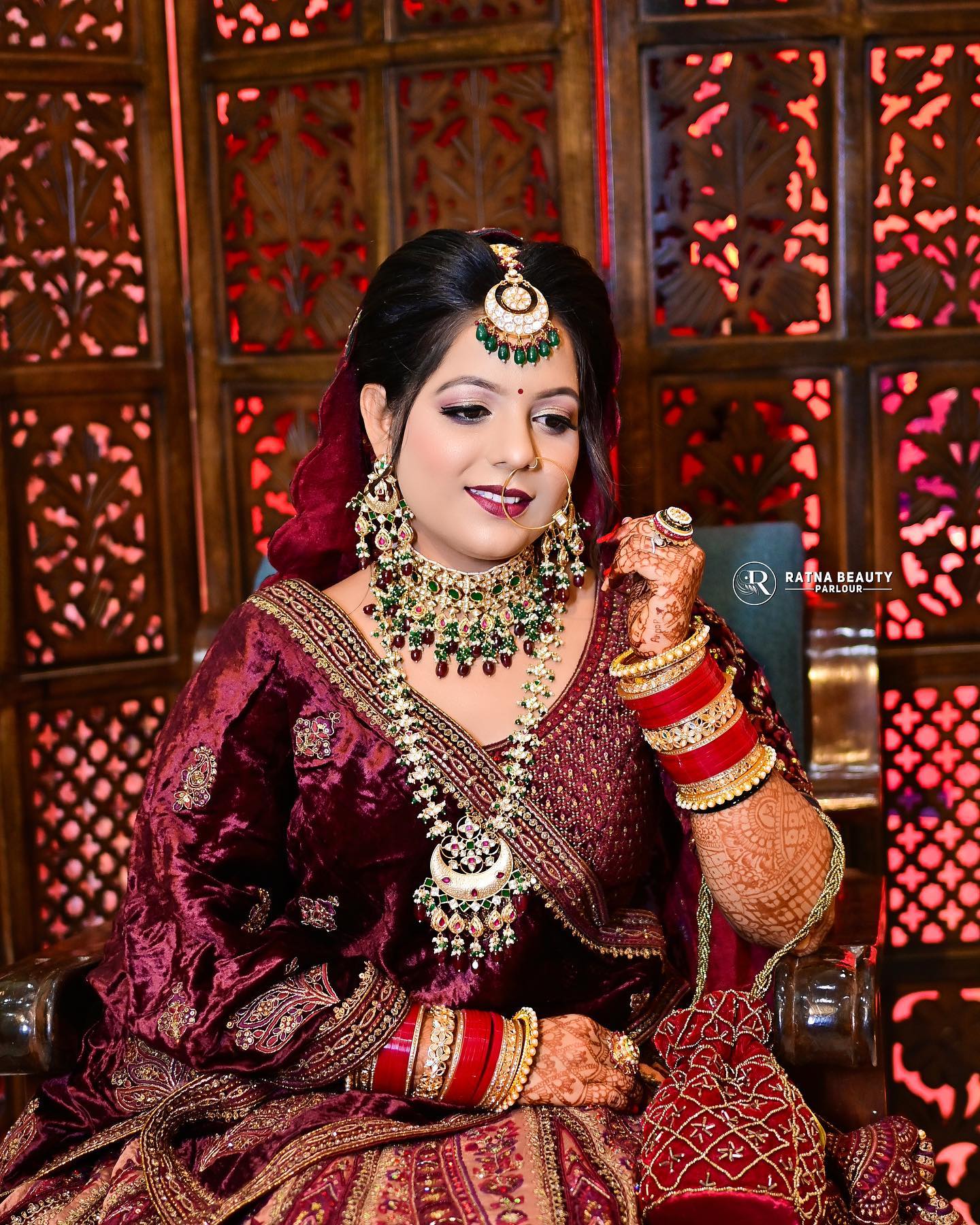 Fabulous royal marwari maroon bridal lehenga ( happy customer)