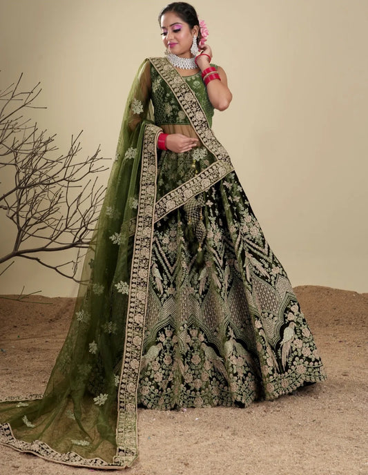 Lehenga verde tremenda para niña