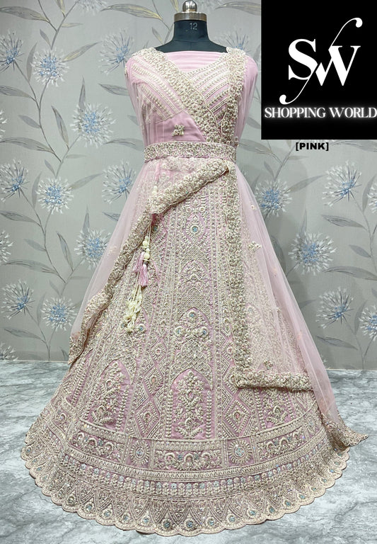 Bonita lehenga rosa bebé