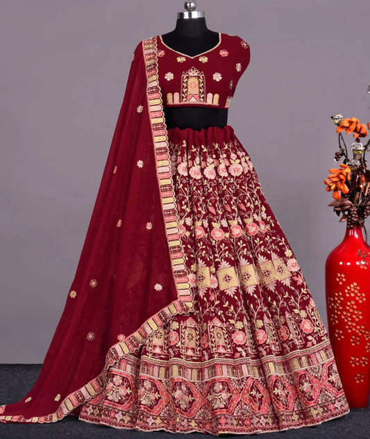 Lehenga roja majestuosa